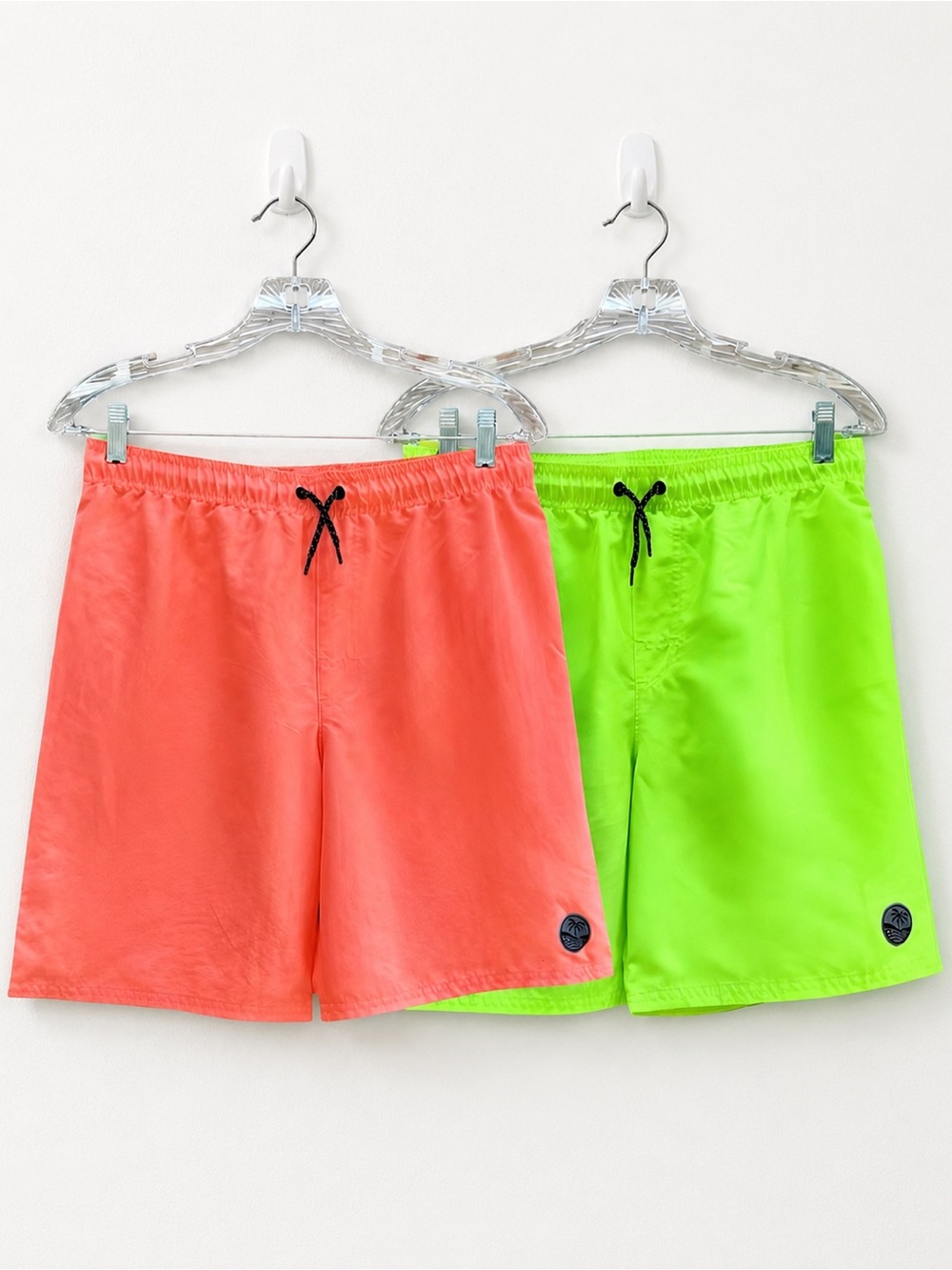 Solid Bright Color Swim Trunks Boys Size XL 14-16 Lot of 2 Yellow/Green & Coral